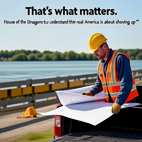 construction worker in safety vest examining blueprints on truck tailgate